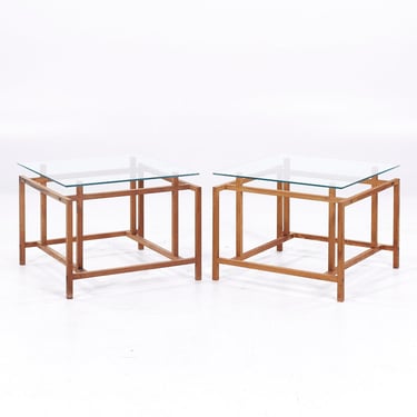 Henning Norgaard for Komfort Mobler Mid Century Teak and Glass Side Tables - Pair - mcm 