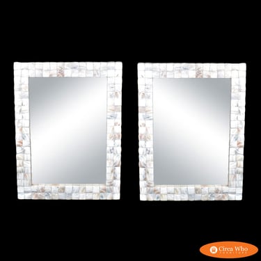 Pair of Capiz Rectangular Mirrors