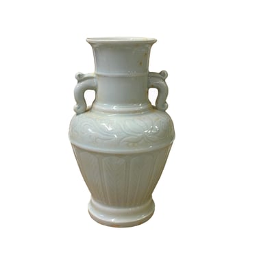 Chinese Ceramic Crackle Pattern Light Gray Underlay Flower Vase ws2725E 