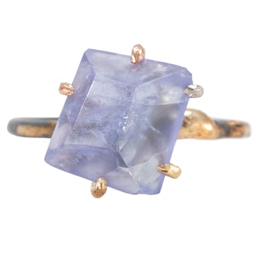 Tanzanite Medium Stone Ring - 18k/14k Gold +  Oxidized Sterling Silver