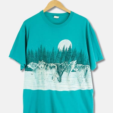 Vintage 1991 Arctic Wolf Wrap Around Design T Shirt Sz L