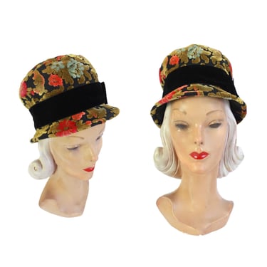 1960s MOD Paisley Carpet Tapestry Bucket Hat - 1960s Mod Hat - 1960s Paisley Hat - 1960s Bucket Hat - 1960s Mod Fall Hat - Vintage Mod Hat 