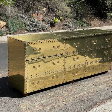 Spectacular Vintage Brass Clad Dresser by Sarreid 