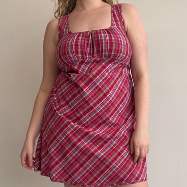 Vintage - Pink Plaid Sun Dress (L/XL)