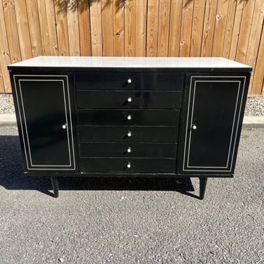 Midcentury Modern Black Lacquered Buffet by American of Martinsville