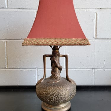 Early Art Nouveau Style Copper Figural Table Lamp