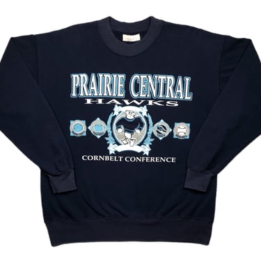 Vintage 80s/90s Prairie View Central Hawks Athletics “Cornbelt Conference” Long Sleeve Graphic T-Shirt Size Medium/Large 