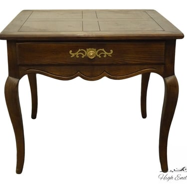 Henredon Furniture Rustic Country French Solid Banded Walnut 26" Accent End Table 