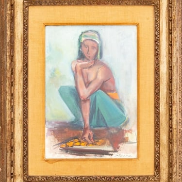 Maurice Sterne Girl with Basket Oil on Paper