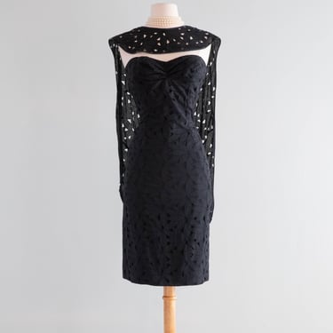 Iconic 1950's Estevez Grenelle Black Eyelet Wiggle Dress | Xtabay Vintage -  Portland, OR | ATTIC