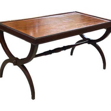 Free Shipping Within Continental US - Vintage Mid Century Modern Coffee Table with Lion Hardware Circa 1950s - 1970s 