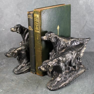 Set of 2 Cast Metal Bookends | Hunting Dog Bookends | Pointer Dogs Doorstops | Dog Lovers 