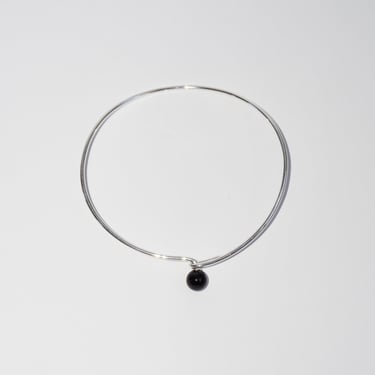 Linear Bead Collar in Silver and Black Onyx