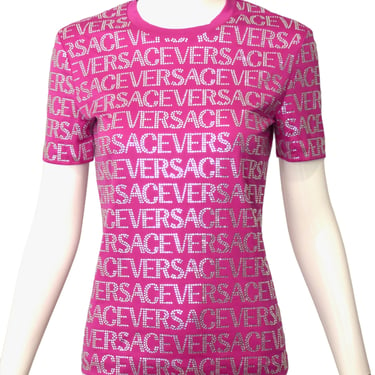 VERSACE- NWT Pink Rhinestone T-Shirt, Size 4