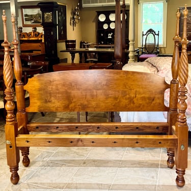 Sheraton Rope Carved Field Bed in Maple, Original Posts ~ Circa 1830, Resized to Queen</p#x3E; SKU:PL081524-Stamp# 6872<p#x3E; </p#x3E;<p#x3E;