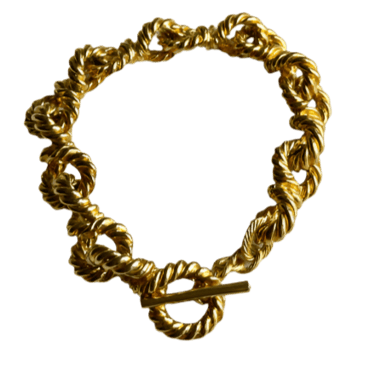 Textured Gold Chain Link Toggle Bracelet