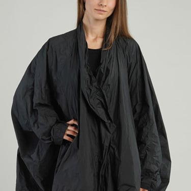 Oversized Balloon Silhouette Jacket with Draped Lapel