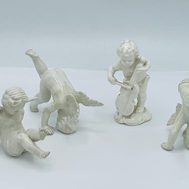 Vintage (4) CHERUBS Figurines Tumbling Ceramic Antique Angels FITZ & FLOYD- 1980's 
