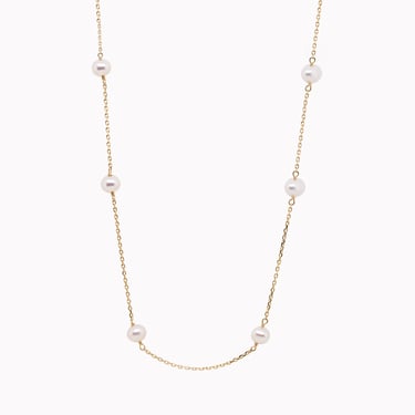 Stationary Pearls Chain Necklace