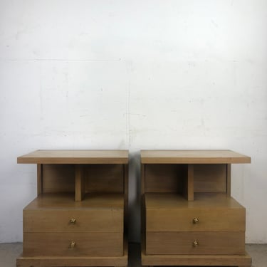 Pair of Mid Century Nightstands with 2 Drawers