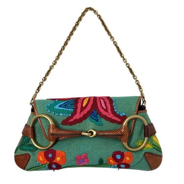 Gucci Floral Embroidered Horsebit Bag