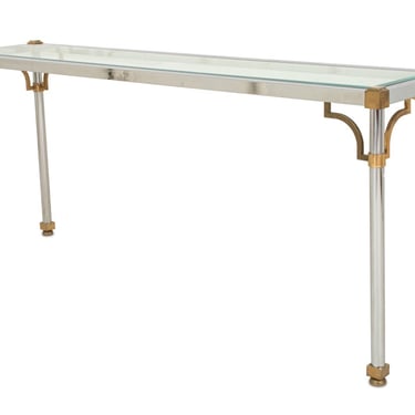 Modern Italian Chrome and Brass Console Table