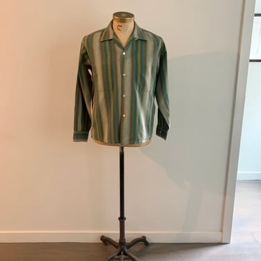 Pennleigh Sportswear for Grants vintage 1950s/60s cotton shadow stripe ls mens shirt-size M 