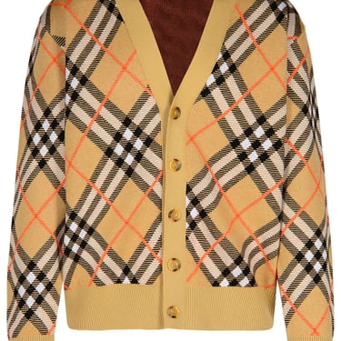 Burberry 'Check' Beige Wool Cardigan Man