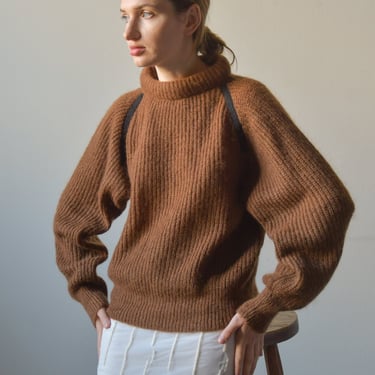 6970t / gianfranco ferre brown wool ribbed crewneck sweater 