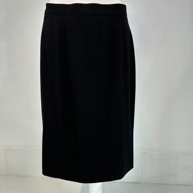 Chanel Spring 1998 Black 100% Wool Paneled Pencil Skirt 36