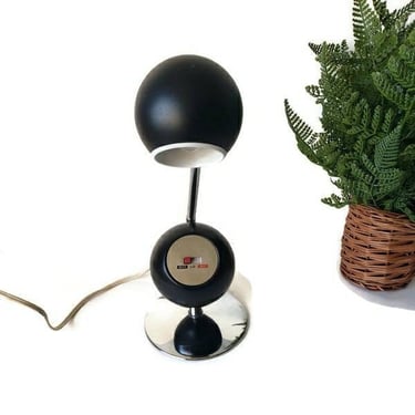 Vintage Telescoping Desk Table Lamp/ Black and Chrome JC Penney Orb Light/Mid Century 1960s Lighting/ 