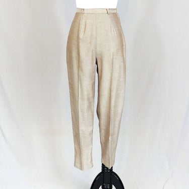 60s Cigarette Pants - 23.5" waist - Brown Beige Diagonal Stripes - High Rise - Vintage 1960s - 24.75" inseam Short 