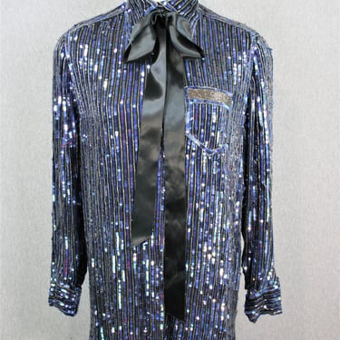 Lillie Ruben - Beaded Sequin - Tunic - Blouse - Marked size S - Iridescent 