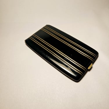 Art Deco Era Cigarette Case. Black and brand Cigarette Case 