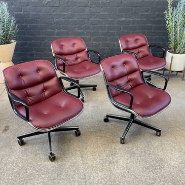 Set of 4 Charles Pollock for Knoll Leather Executive Desk Chair’s, c.1950’s 