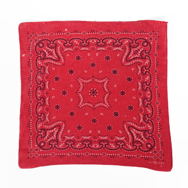 1940s Elephant Brand Red Cotton Fast Color Bandana | Vintage 40s Trunk Up Made In USA Handkerchief 