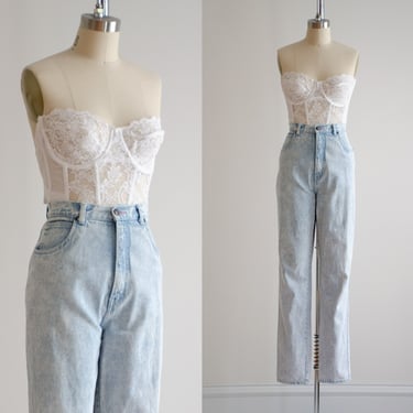 high waisted jeans 80s 90s vintage acid wash faded straight leg jeans 