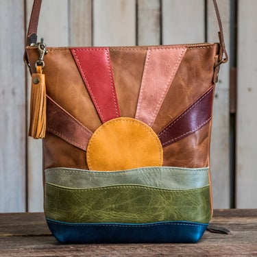 Handmade Tote Leather Bag | Small North South Tote | Mountain to Ocean Mini 