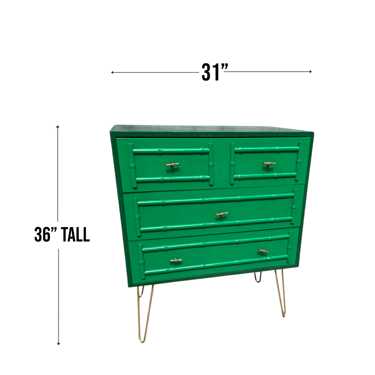 Kelly Green Bamboo 3 Drawer Console