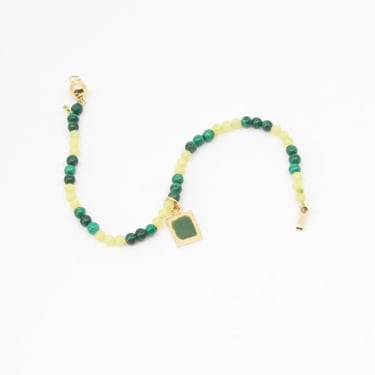 A. Carnevale SMALL GREEN BEAD BRACELET - Gold