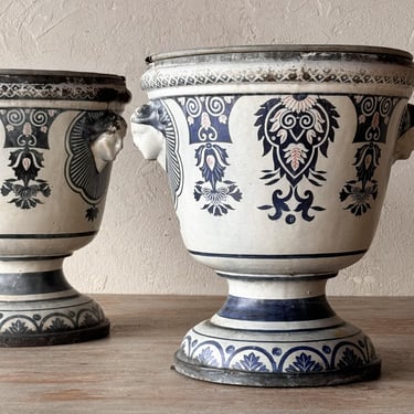 Pair of 19th C. Rouen Enamel Vases