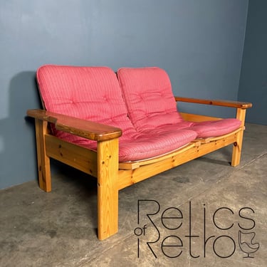 Mid Century Wool Pine Pink Two Seater Sofa By Yngve Ekström For Swedese Vintage Retro MCM 
