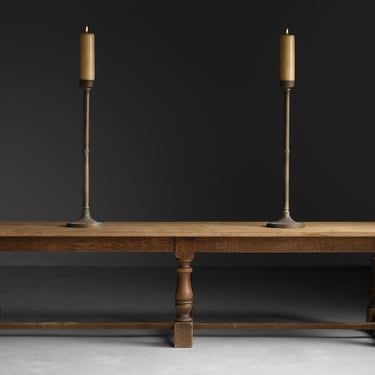 Brass Candlesticks / Refectory Table