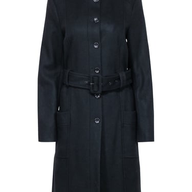 French Connection - Black Wool & Cashmere Blend Belted Coat Sz 10