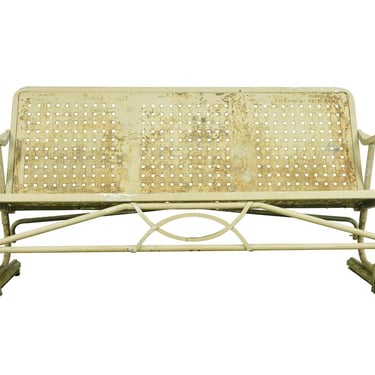 1920s Tan Painted Cast Aluminum Glider Porch Swing