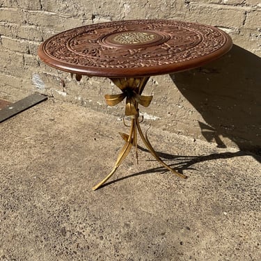 Teak & Gilt Metal Table