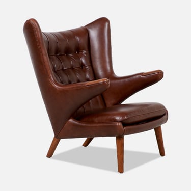Hans J. Wegner Cognac Leather \u201cPapa Bear\u201d Chair for A.P. Stolen