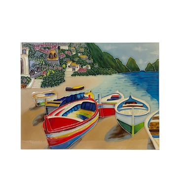 Porcelain Beach Boats Scenery Painting Style Wall Hanging Art ws2678E 