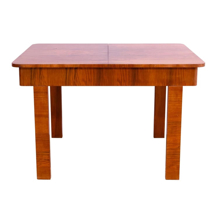 Walnut adjustable dining table, 1930s, Czechoslovakia 