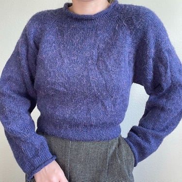 Vintage American Southside Peruvian Alpaca Wool Purple Sweater Made in Peru Sz L 